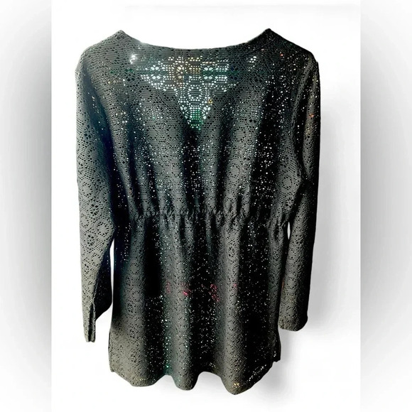 Islander swimsuit coverup black lace mini length drawstring size medium - Picture 2 of 7